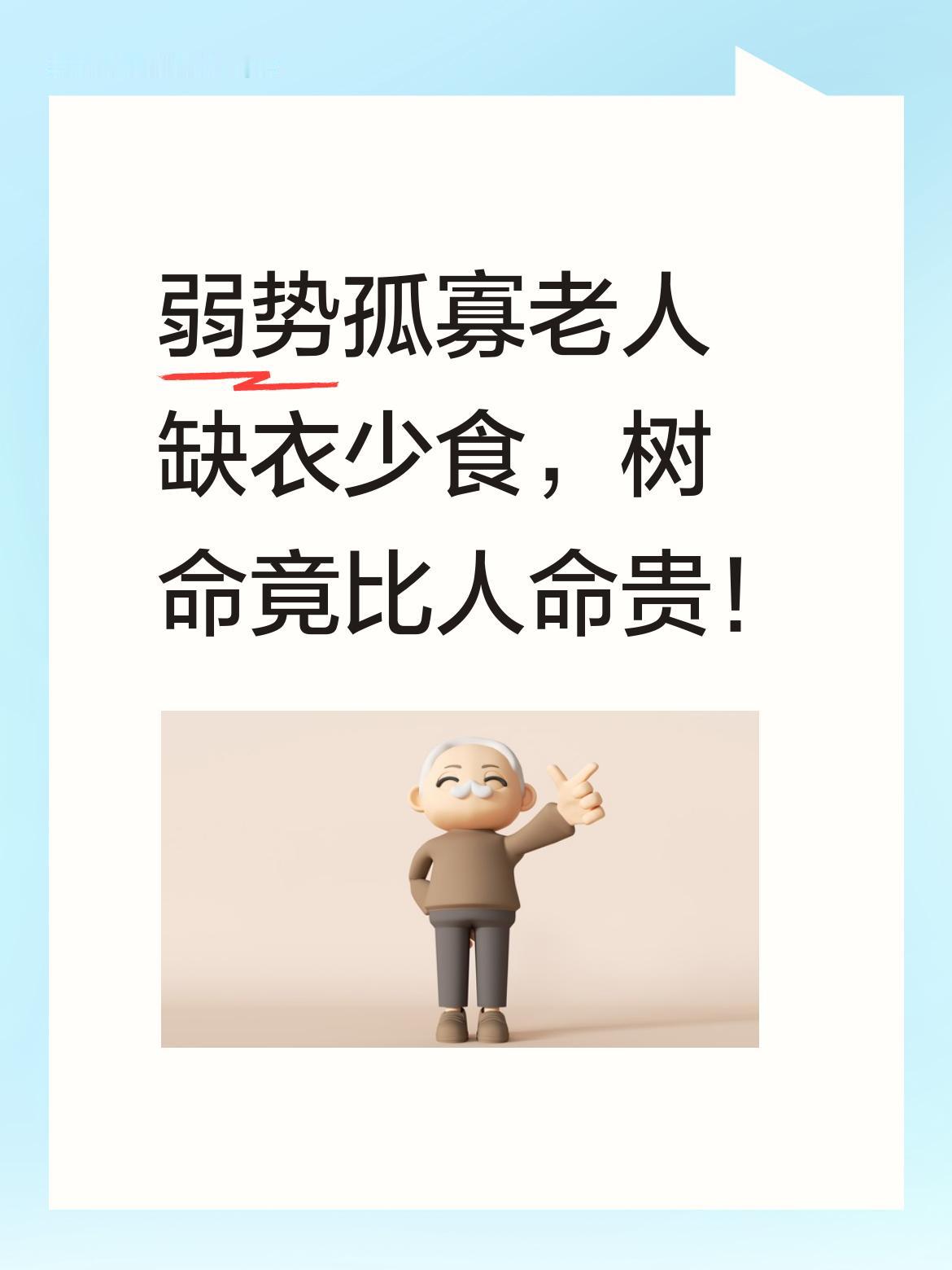 在济南，不少孤寡老人连足够的衣服都没有，可树却穿上了毛衣，难道树命真比人命还宝贵