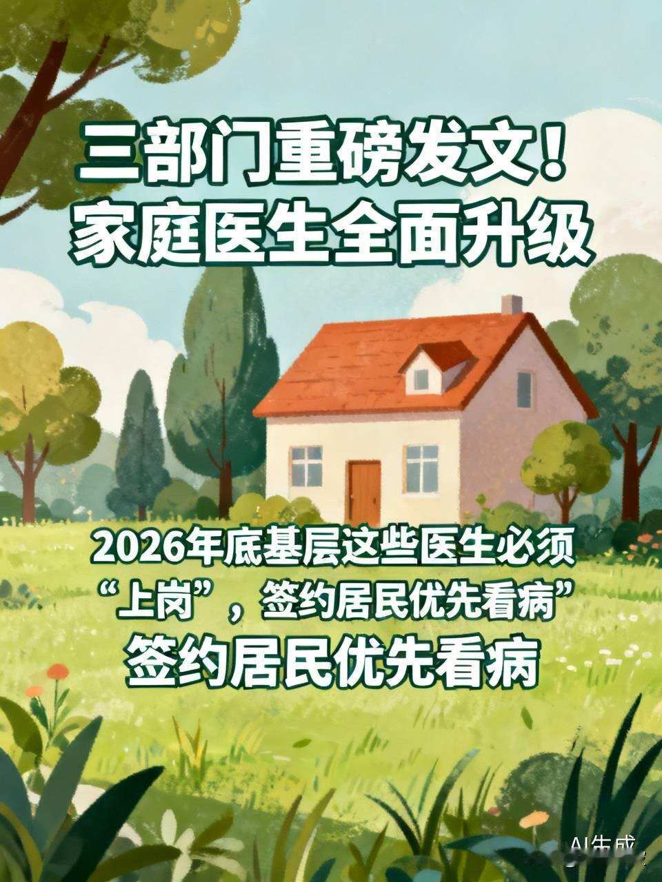 三部门重磅发文！家庭医生全面升级：2026年底基层这些医生必须“上岗”，签约居民