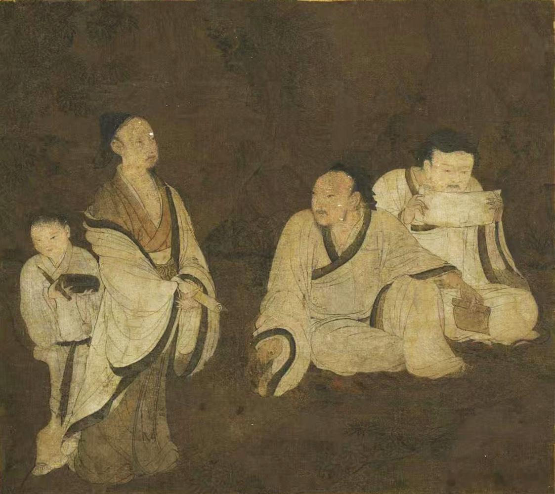 国史古风 【中华名画欣赏 《授经图》（展子虔）】       《授经图》被归于隋