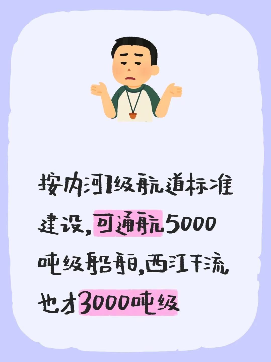 我评论了@有地说理 的作品：按内河I级航道标准建设，可通航5000吨级船舶，西江