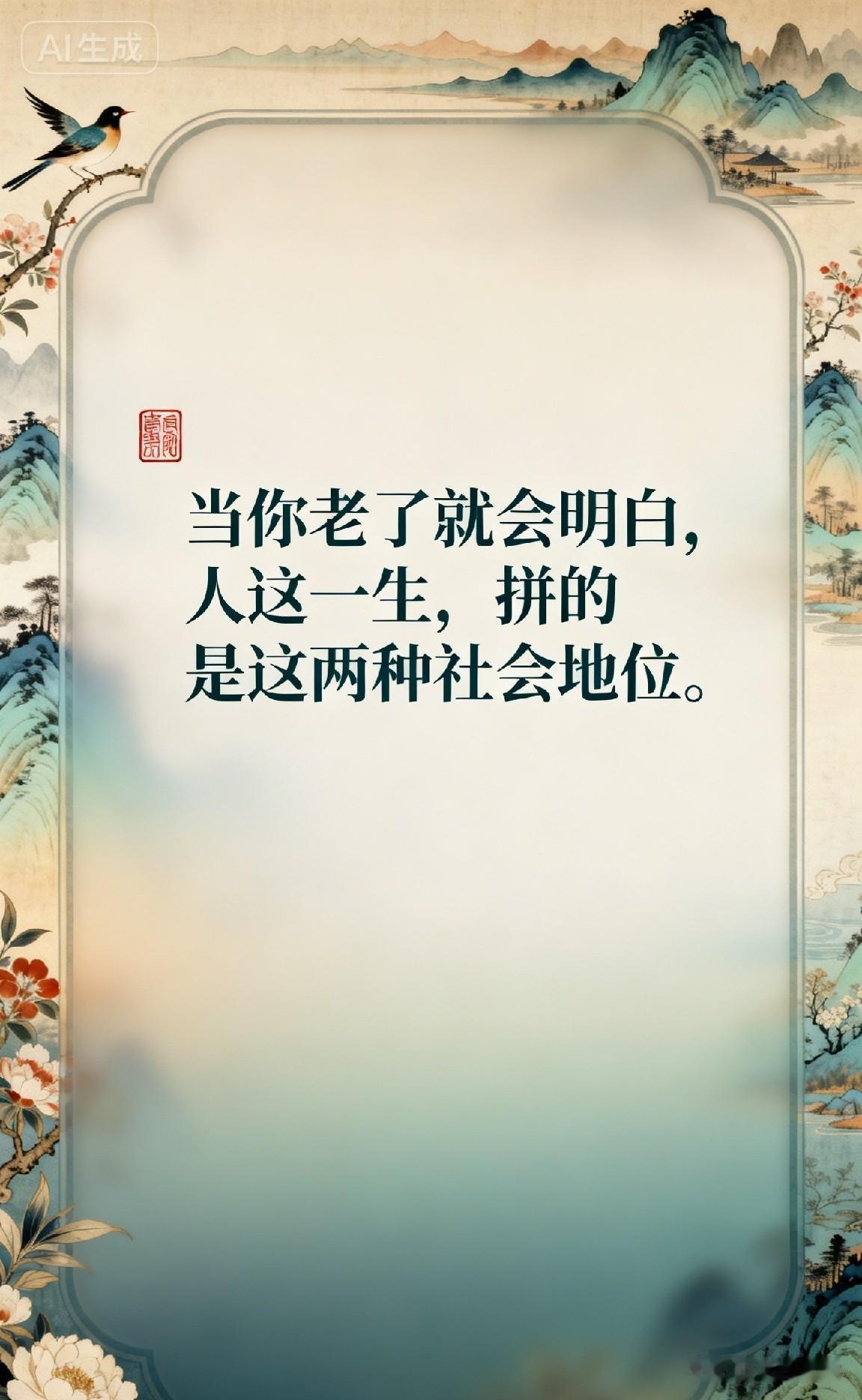 当你老了就会明白，人这一生，拼的是这两种社会地位。

杨绛先生说：“我们曾如此渴