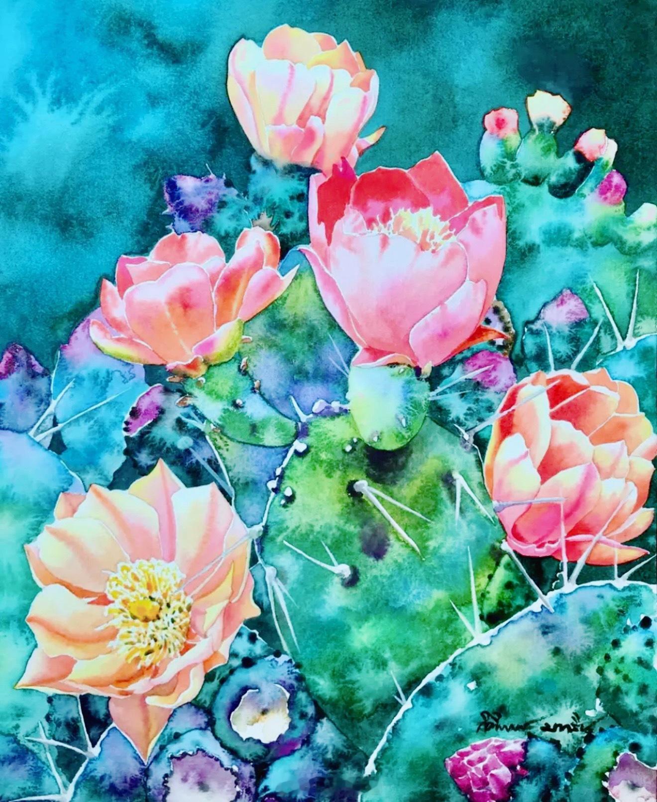 泰国艺术家Kitipong Ti的水彩花卉作品欣赏：遇见艺术绘画被刘亦菲美到失语