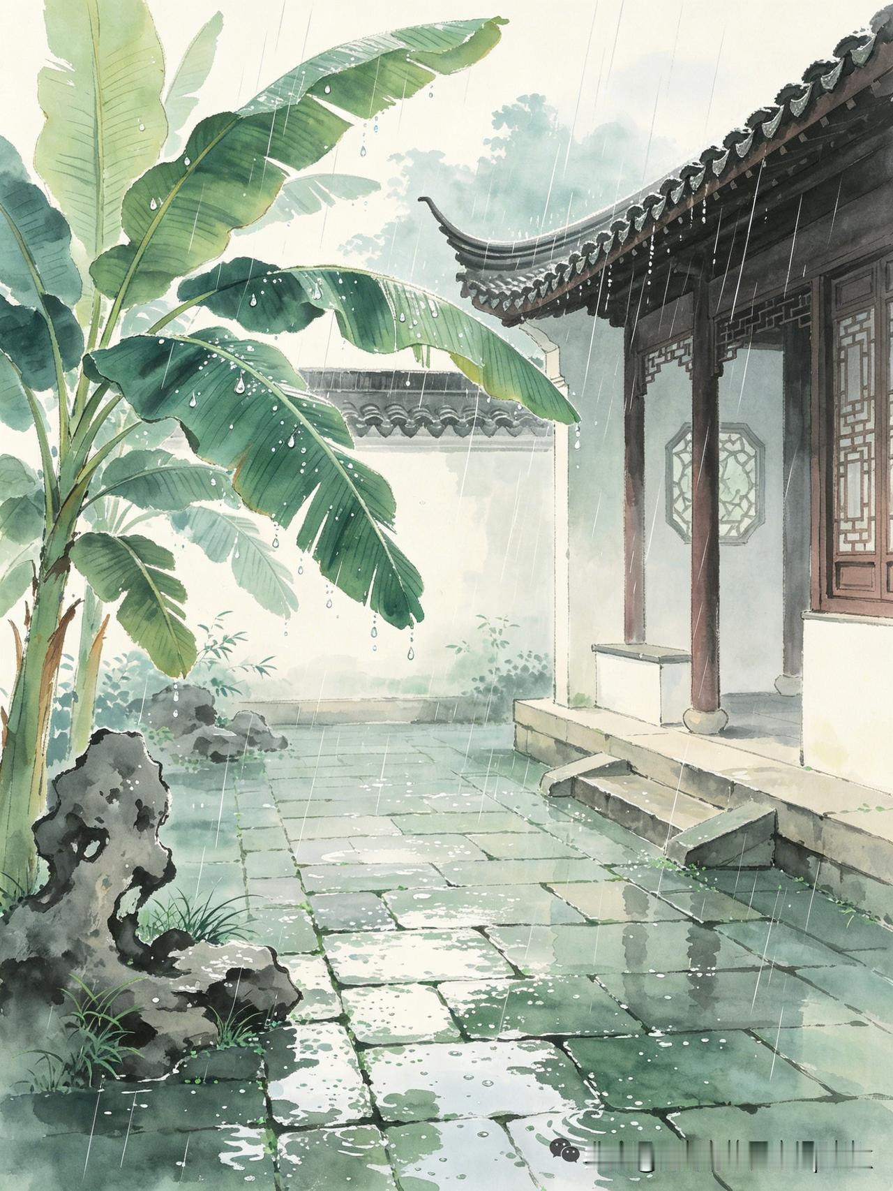 《暑雨》
——宋·葛绍体
连日霏霏湿夕阳，
洒衣沾席碎声长。
暑天不是苦多雨，