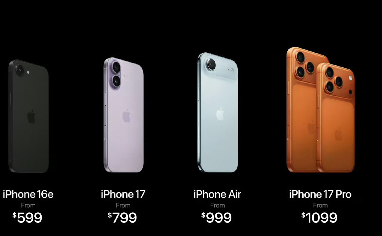 省流：iPhone17 ¥5999起iPhone 17 Pro ¥8999起但1