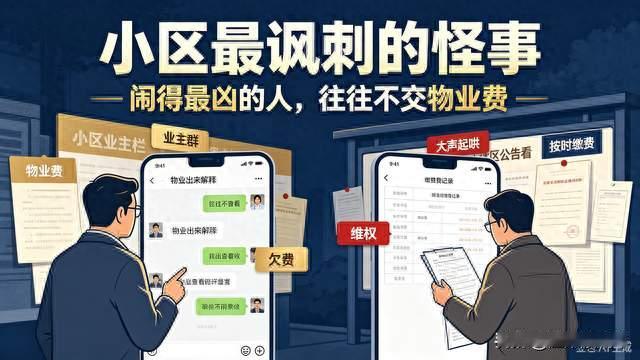 小区最讽刺的怪象！闹得最凶、喊维权最响的人，从来不交物业费
