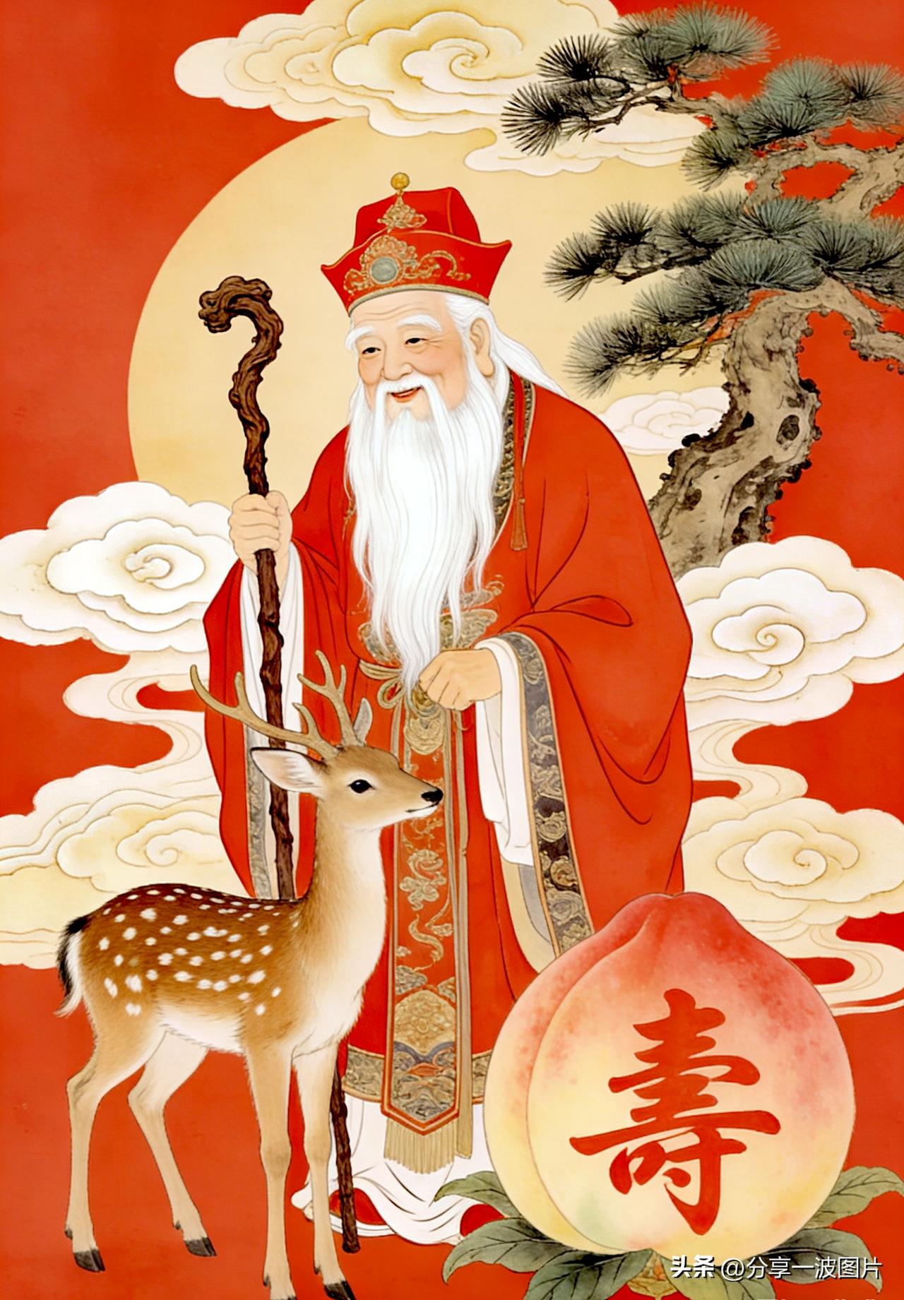 福如东海长流水，
寿比南山不老松。