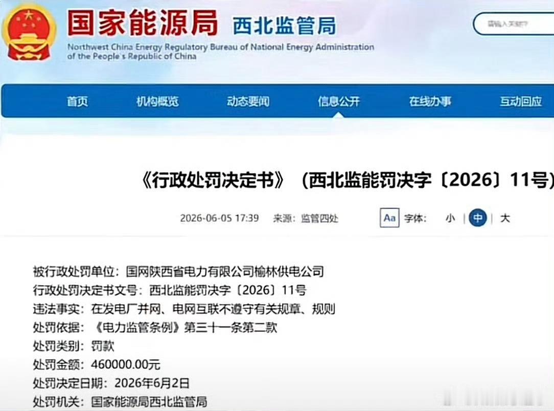 【国网陕西三家供电公司同日被罚处罚信息随后从官网“消失”，涉汉中、延安、榆林公司