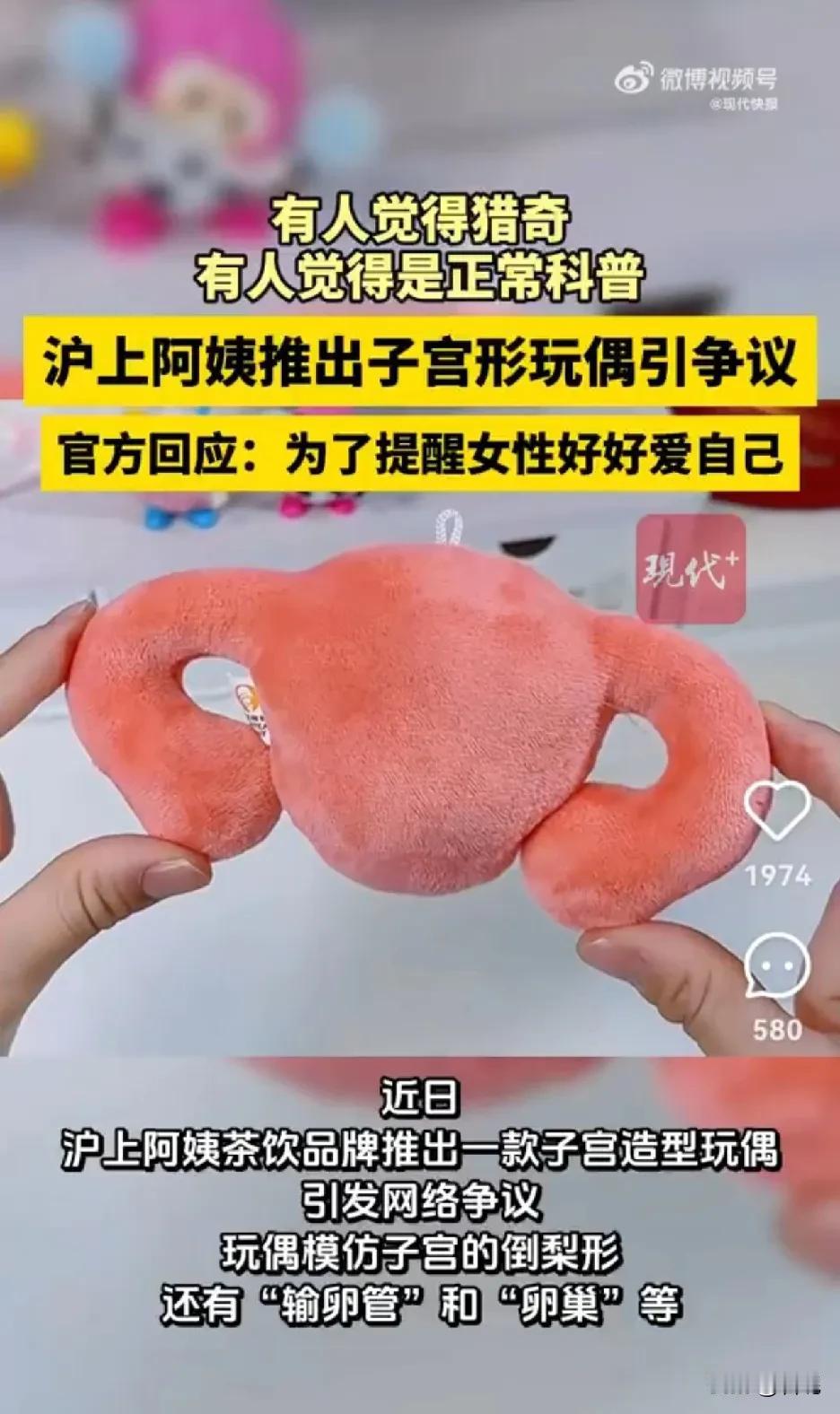 原来这个毛绒的玩偶是子宫啊？不说，我还以为就是新奇玩偶。

沪上阿姨最近因“小宫