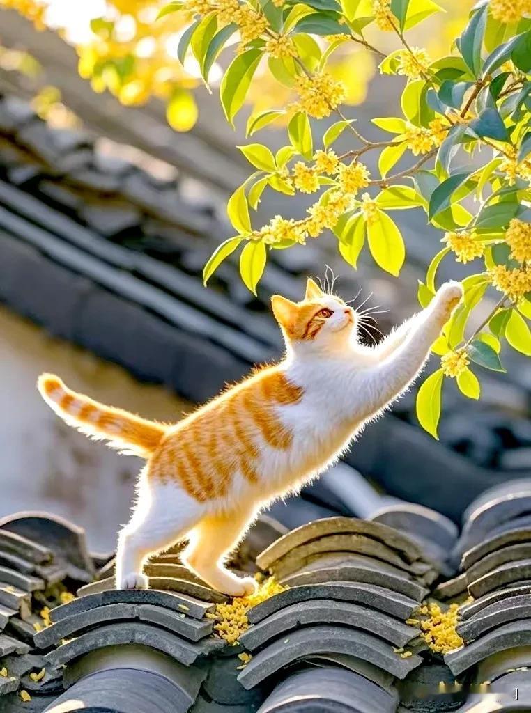 爬墙的猫咪。
 #秋日生活打卡季# 