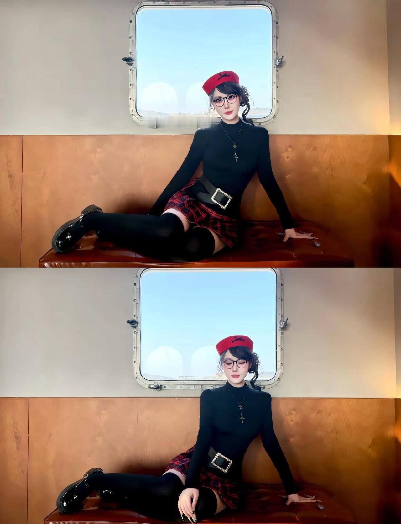 她穿着miniskirt 好像宁艺卓站在这儿宁艺卓miniskirt