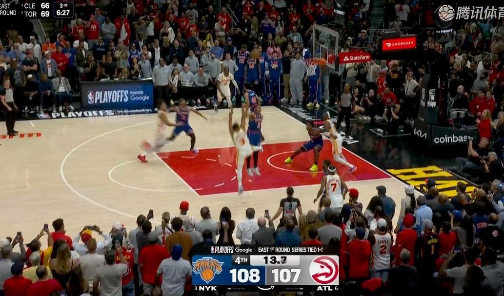 尼克斯关键时刻防守回合下了布伦森，但无奈今年季后赛的CJ太厉害！反超1分！ 