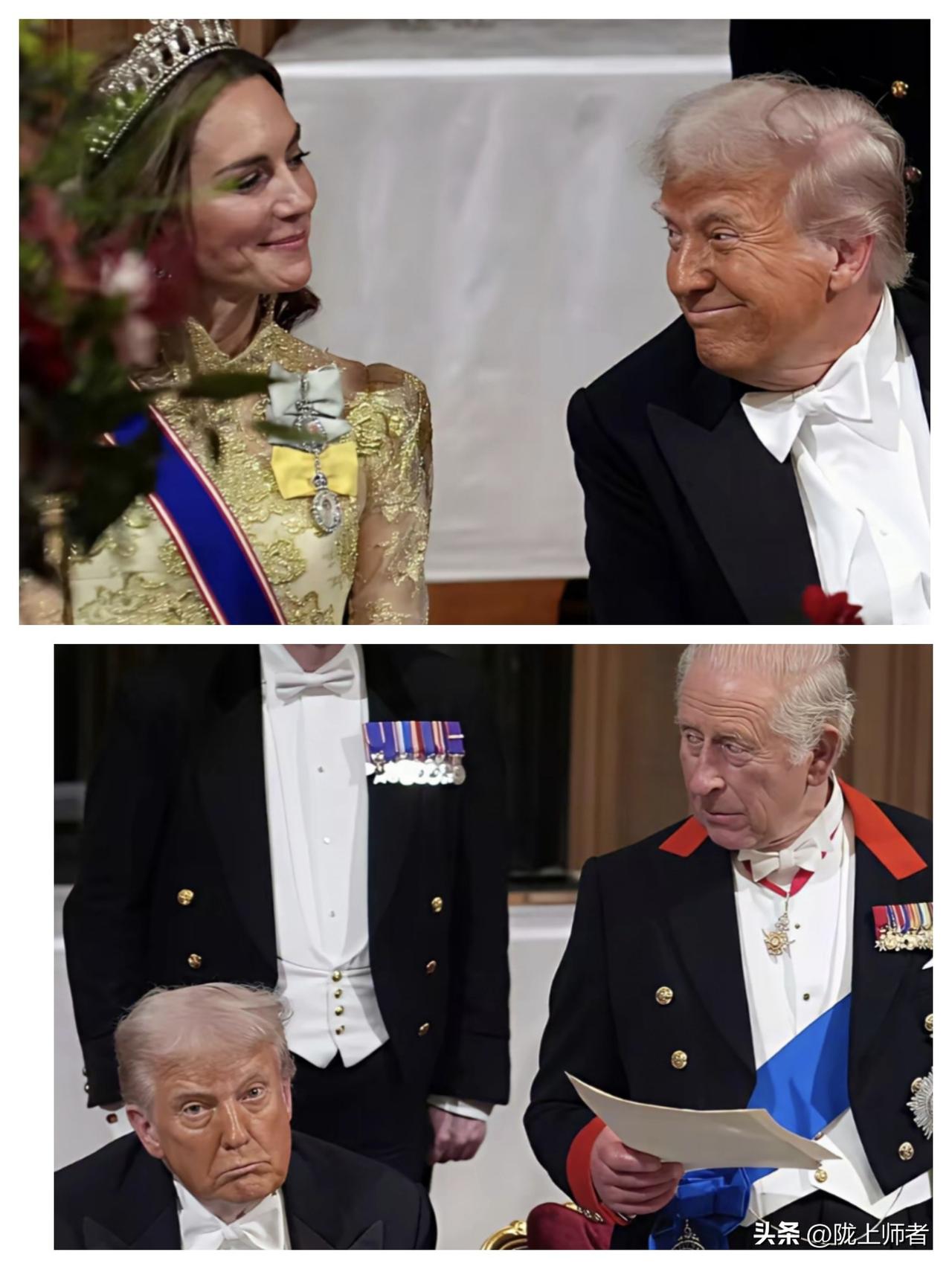 特朗普访英频现变脸模式!
对凯特王妃笑脸相迎，温暖如春!
对英国国王查尔斯横眉冷