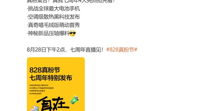 10000mAh手机要来了吗？真我公布828真粉节亮点