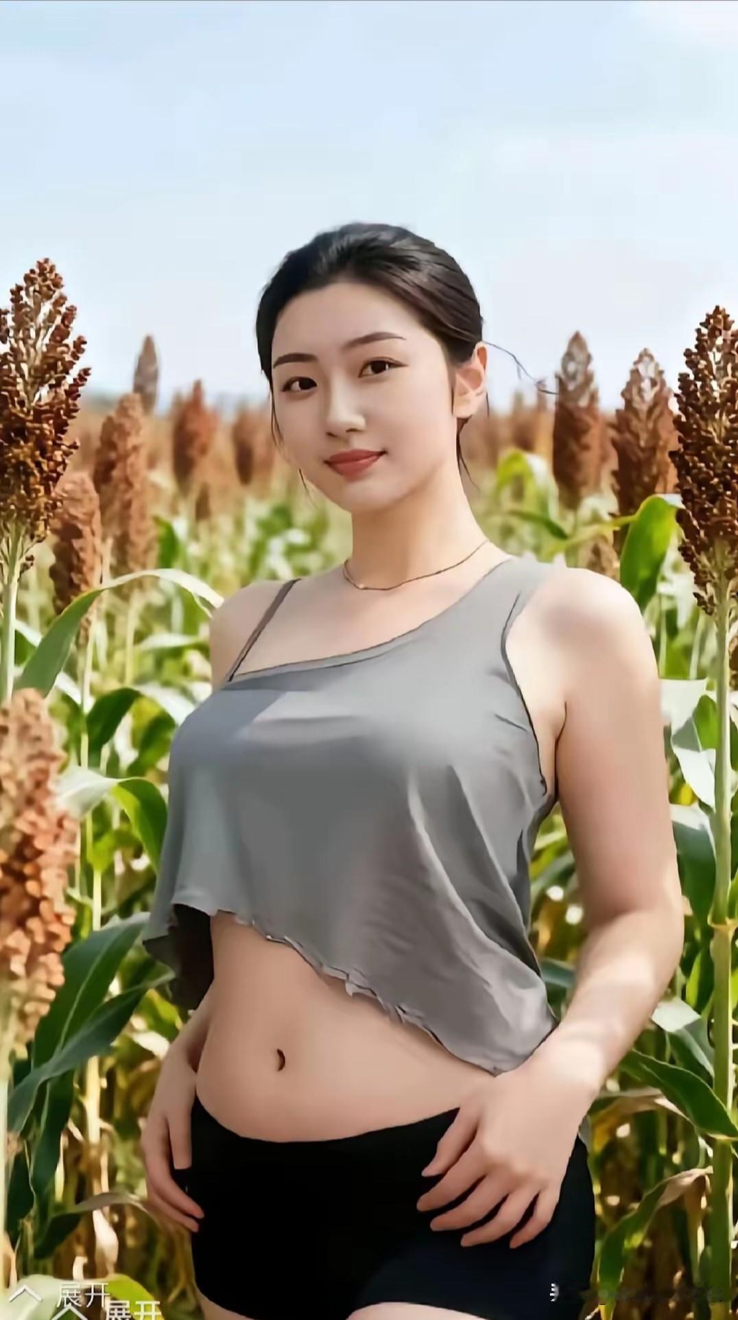 塞鸿秋·田畴风韵
 
高粱穗染秋阳透，青芜漫绕田间秀。
轻衫衬得风姿瘦，明眸漾尽