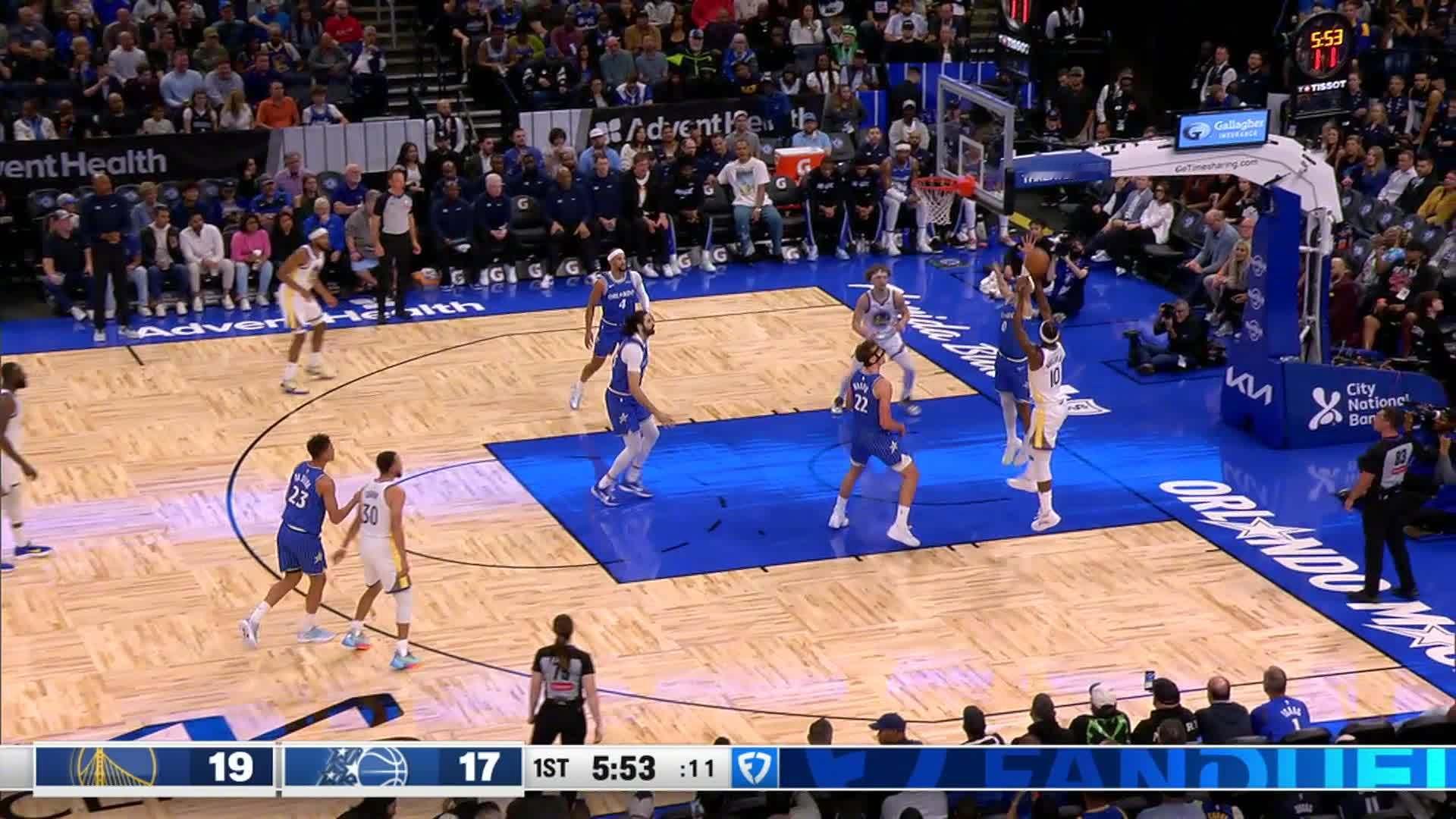 巴特勒2分入账✌️勇士21:20魔术。