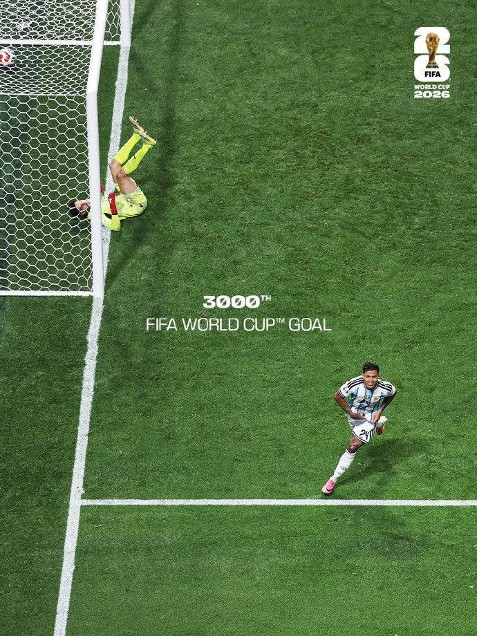 世界杯历史3000球 2026世界杯1/8决赛，阿根廷3-2力克埃及，晋级8强。