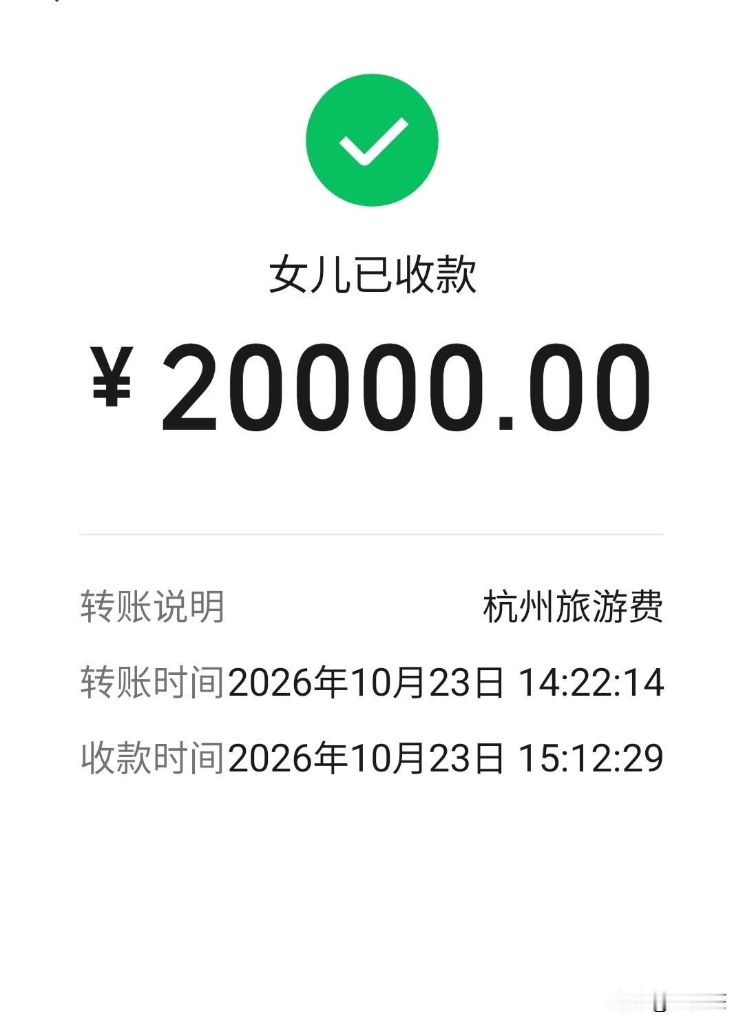 听从网友建议，这次杭州旅游我改变主意，将原本打算出一万三千元，改成两万元，并已经