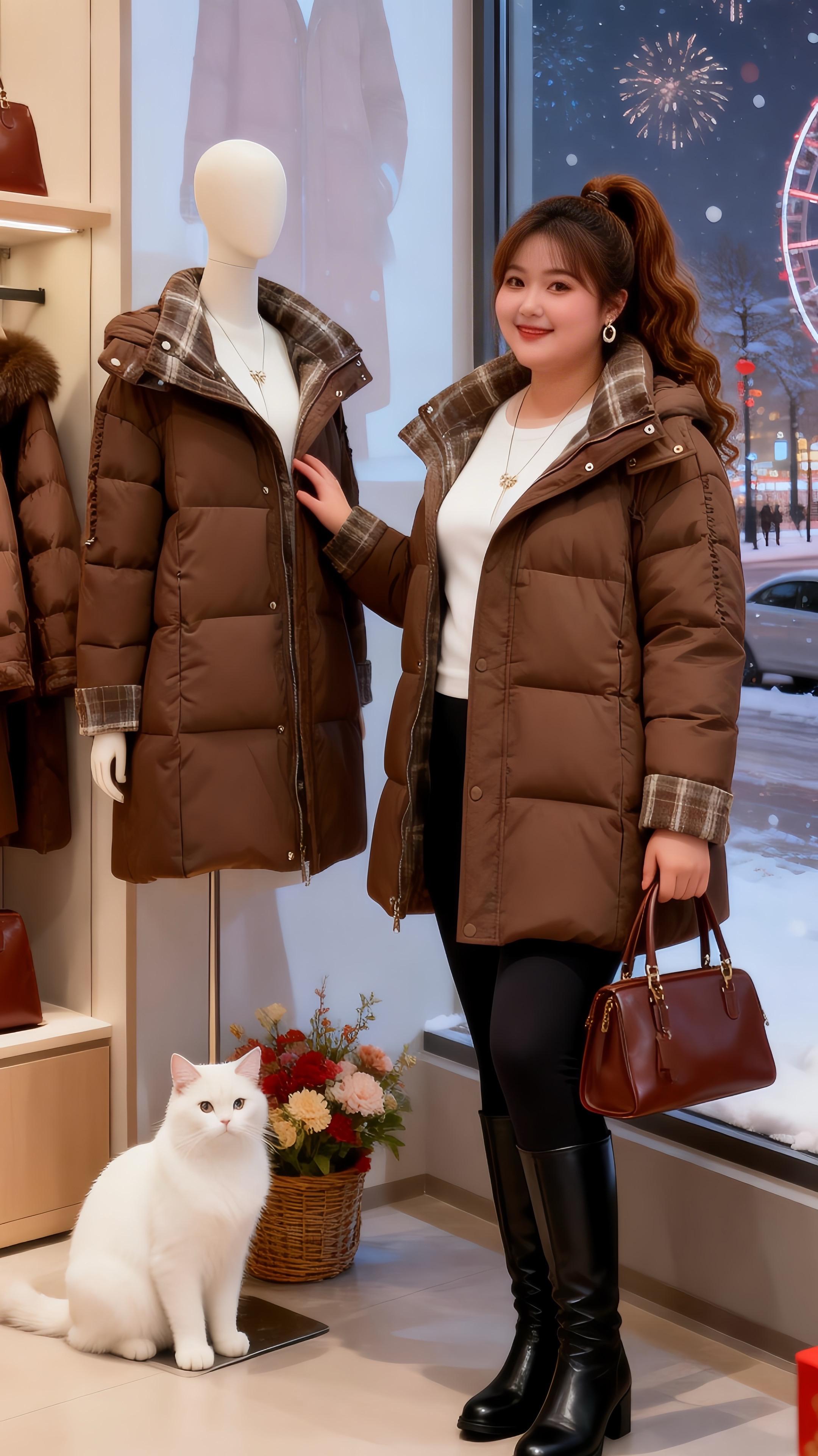 大码穿搭保暖棉服 到时候给自己准备新年服 让人眼前一亮的跨年约会穿搭冬...