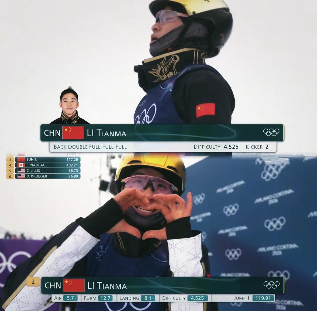 自由式滑雪男子空中技巧决赛 3456都是我们的！决赛一如既往的完美发挥，加油李天