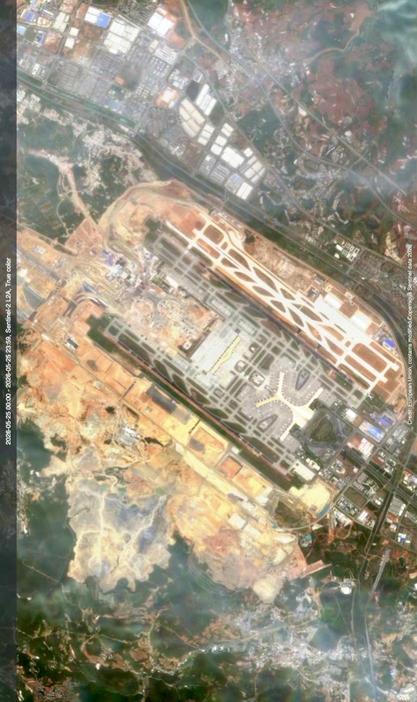 昆明机场最近高清卫星图（5.25）