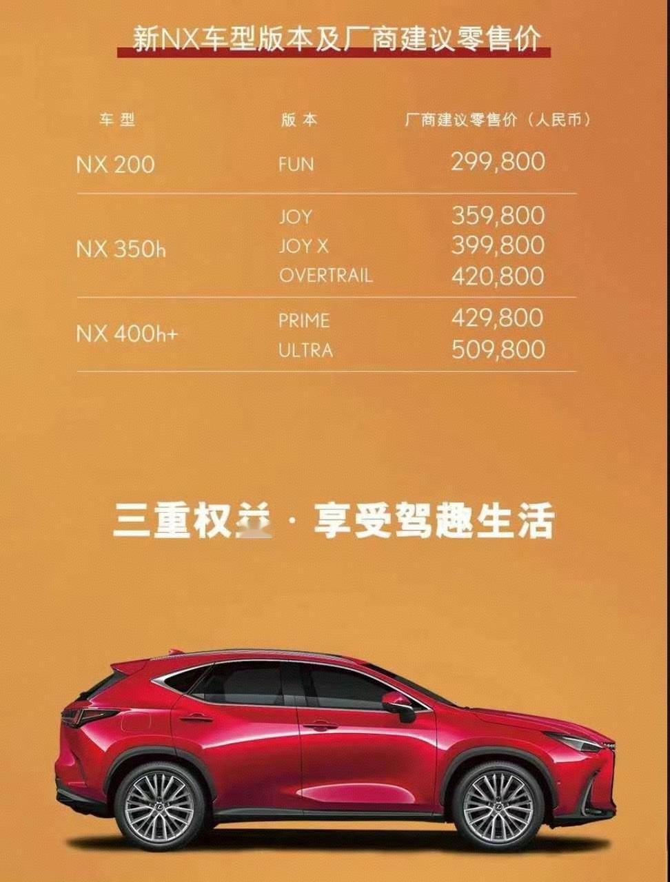 比比AUDI品牌首款车的价格，再算算全新雷克萨斯NX的定价，看来这个日本牌子还是