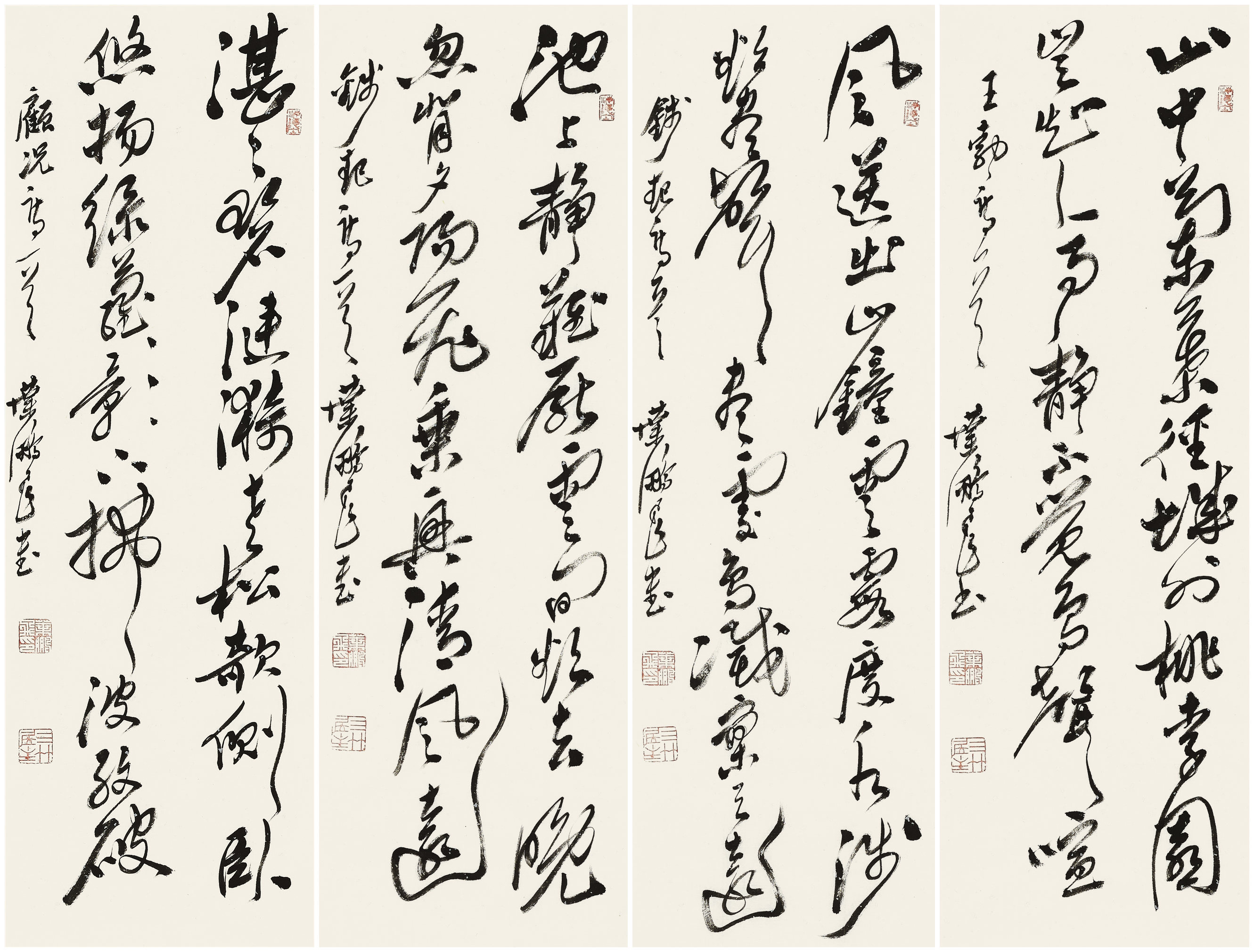 《为什么文人偏爱这抹“墨色”？》四条屏的形式，暗合了中国人对“四时”的哲学观照。