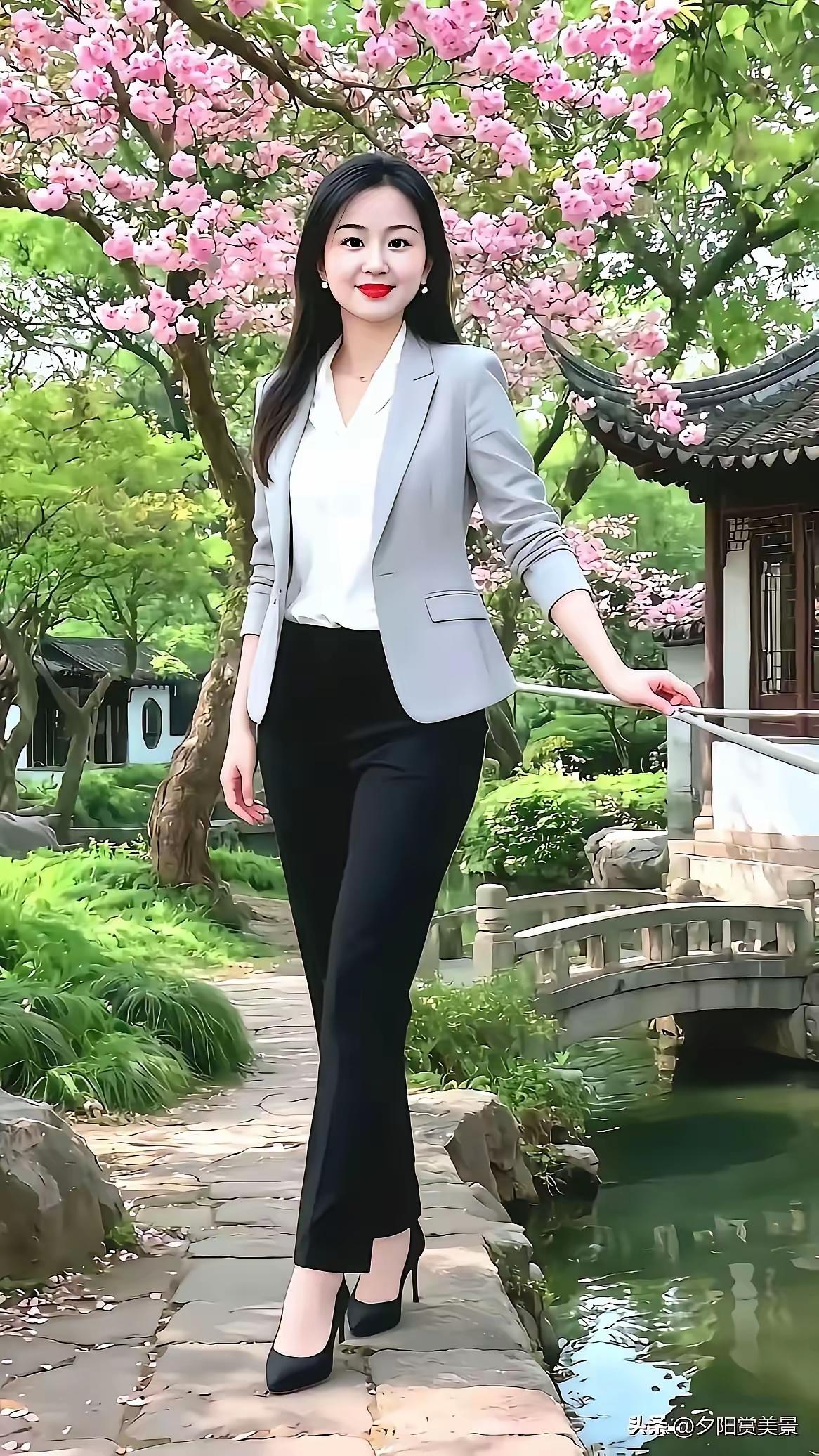 天净沙·春美人 
晴阳碧树繁花，
佳人笑立檐下。
小溪流水人家。
春风如画，
满