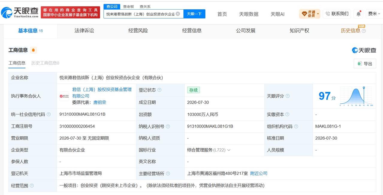 锐奇股份、力芯微等在上海成立创业投资合伙企业 出资额10.3亿

天眼查App显