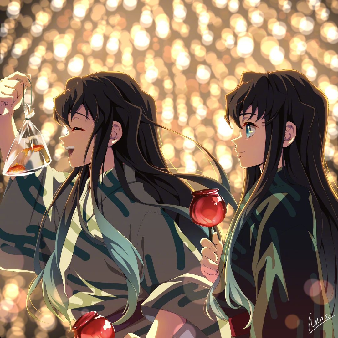#鬼灭之刃# 夏日祭走在回家路上的时透双子🎇  X (hana_ni_nare