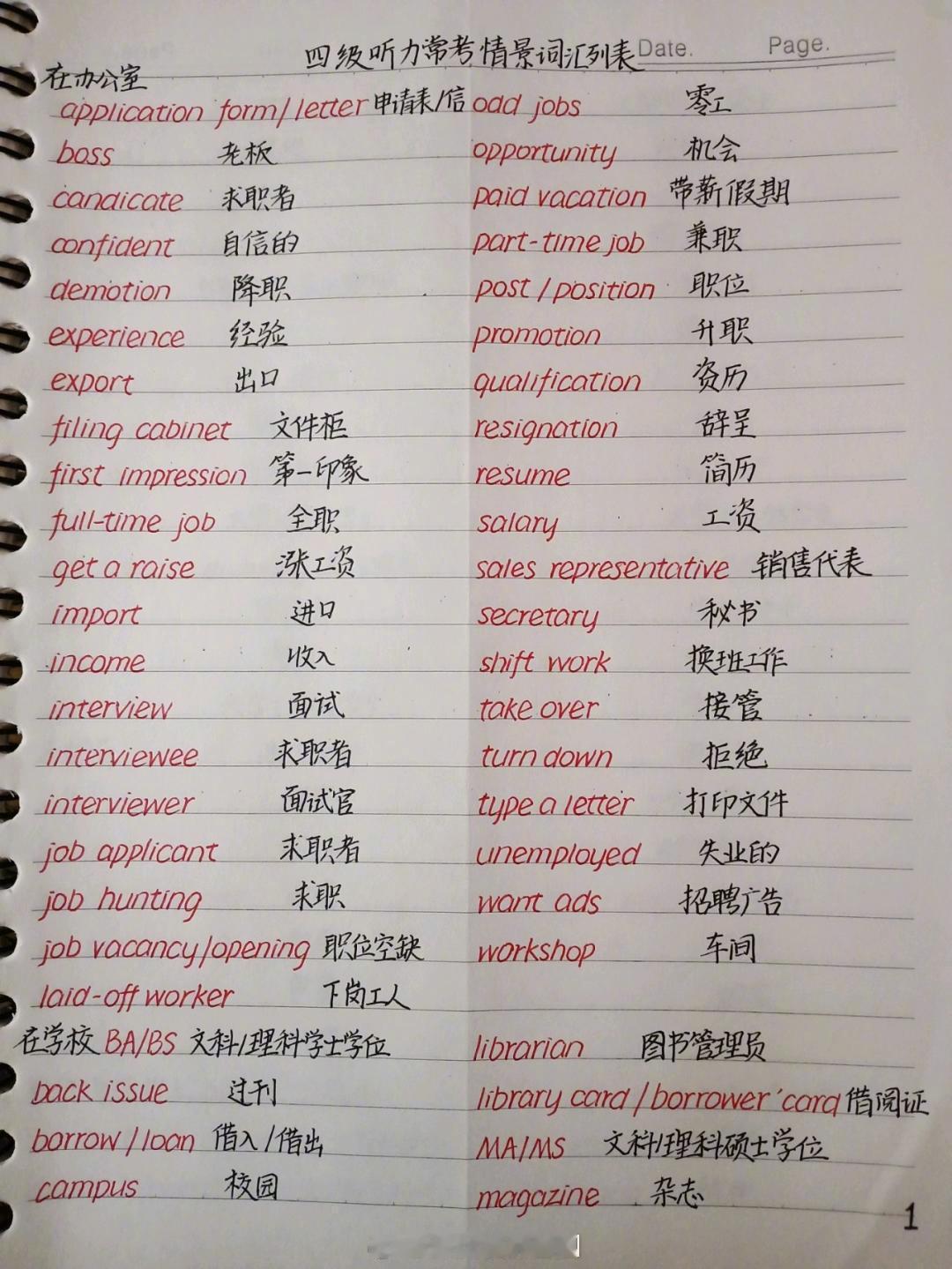 四六级英语听力考试常考词汇，大家一起加油！！