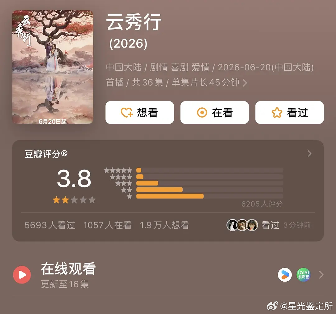 云秀行这个评分是不是有点离谱了？ 
