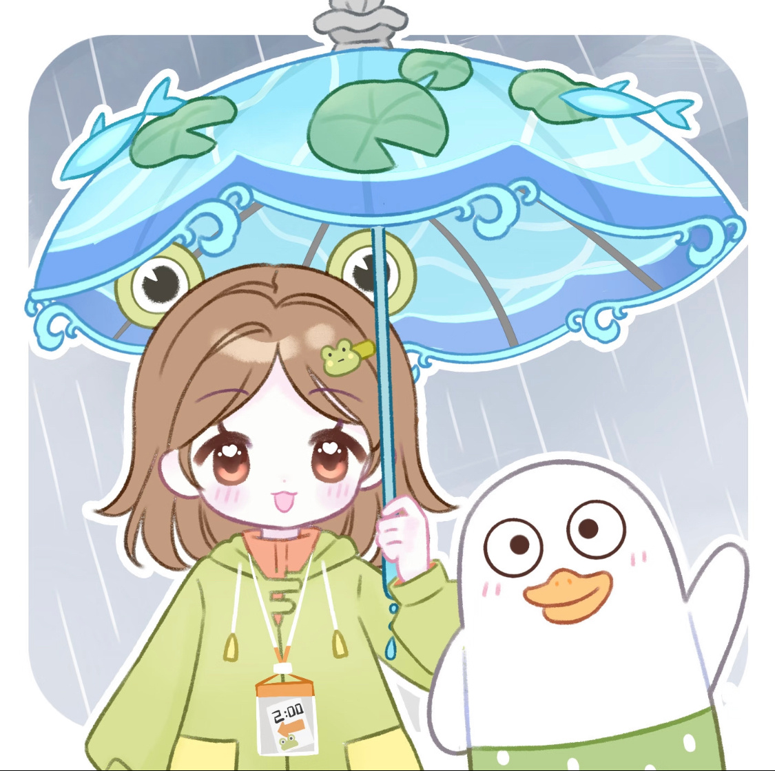 不用上班时的小刘鸭——雨天晴天阴天都心情愉快，波澜不惊。上班时的小刘鸭——眼神变