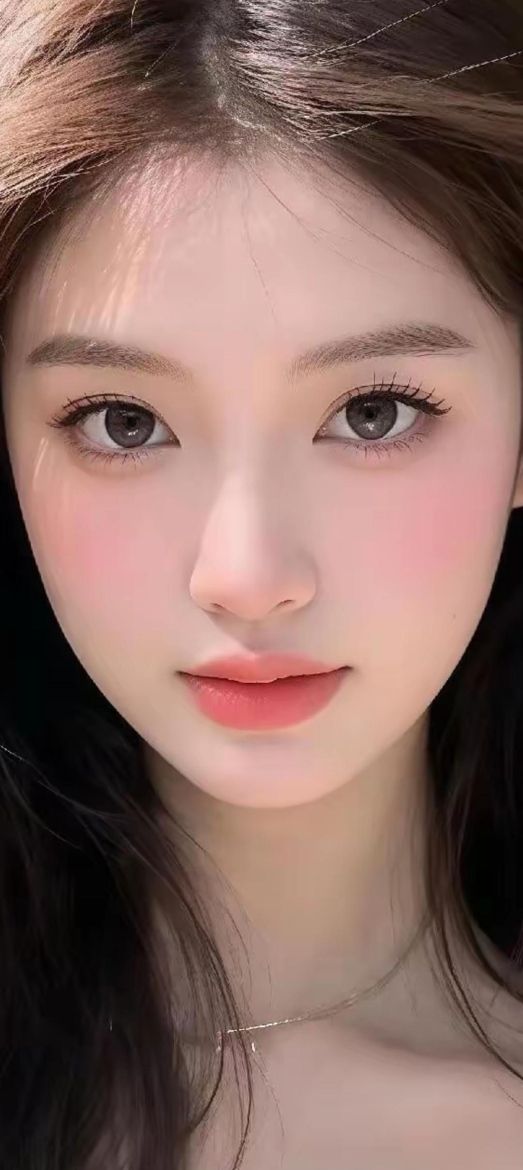 温柔甜美的少女，自然妆容，清新动人