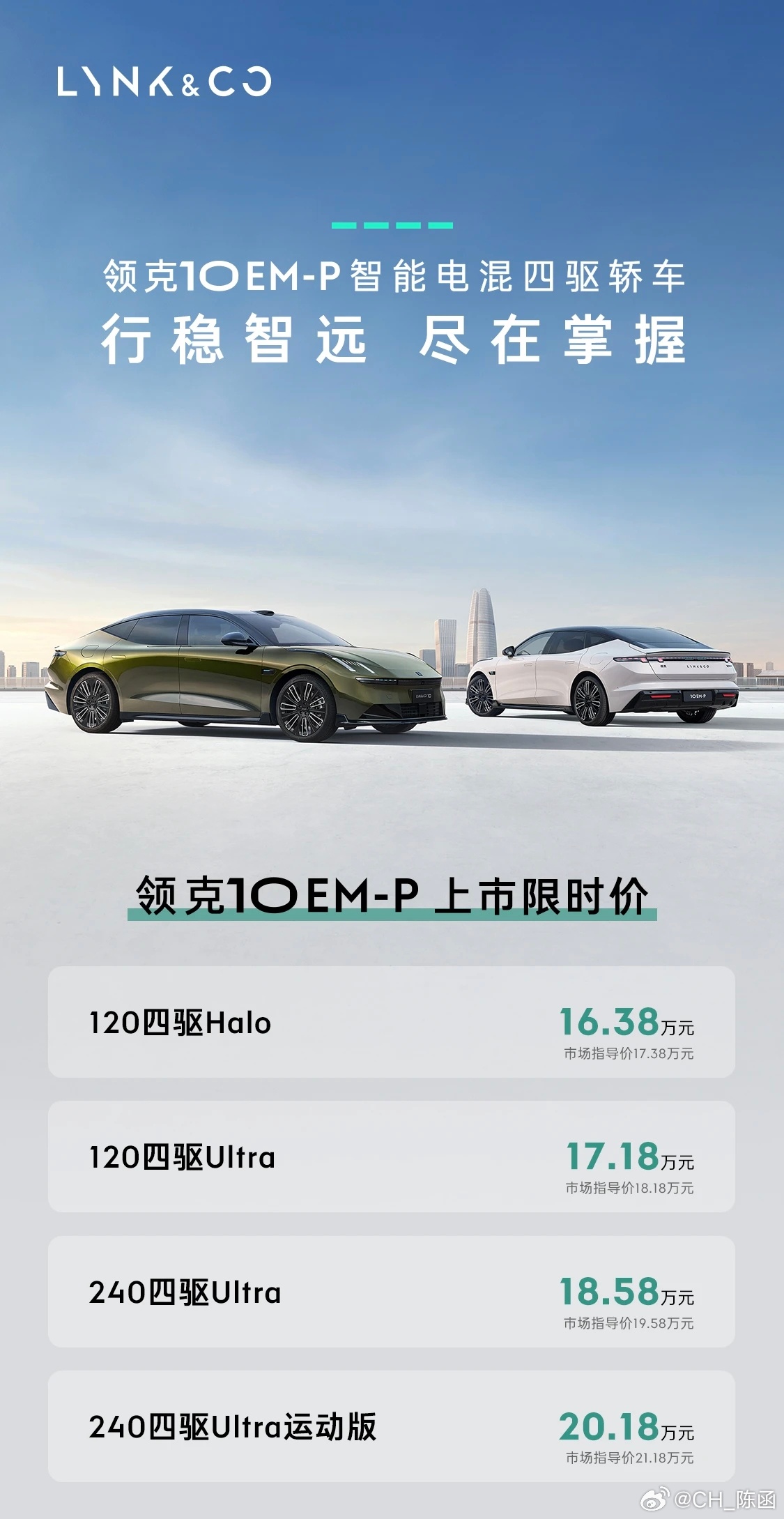 领克10EM-P这价格可以！全系四驱！领克的操控和安全性都值得信赖。领克10EM