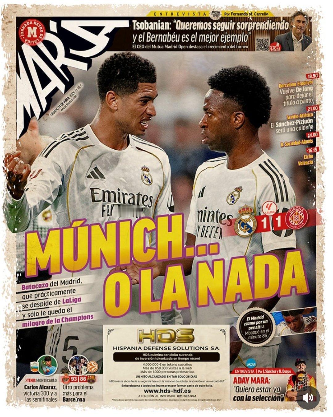 皇马 《马卡》慕尼黑或颗粒无收皇马的失利实际上已经告别西甲争夺，只剩下欧冠的奇迹