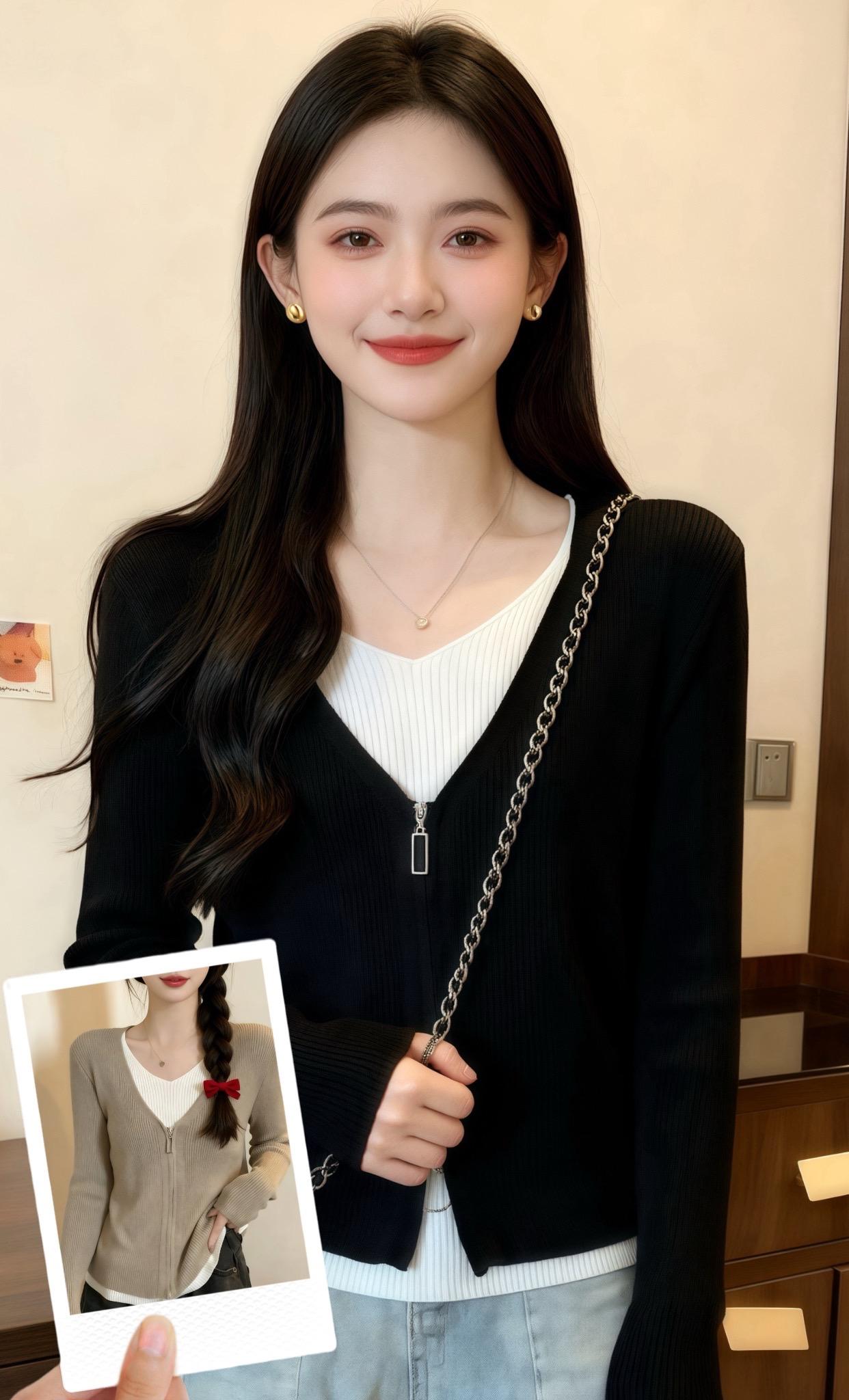 秋季休闲针织衫。