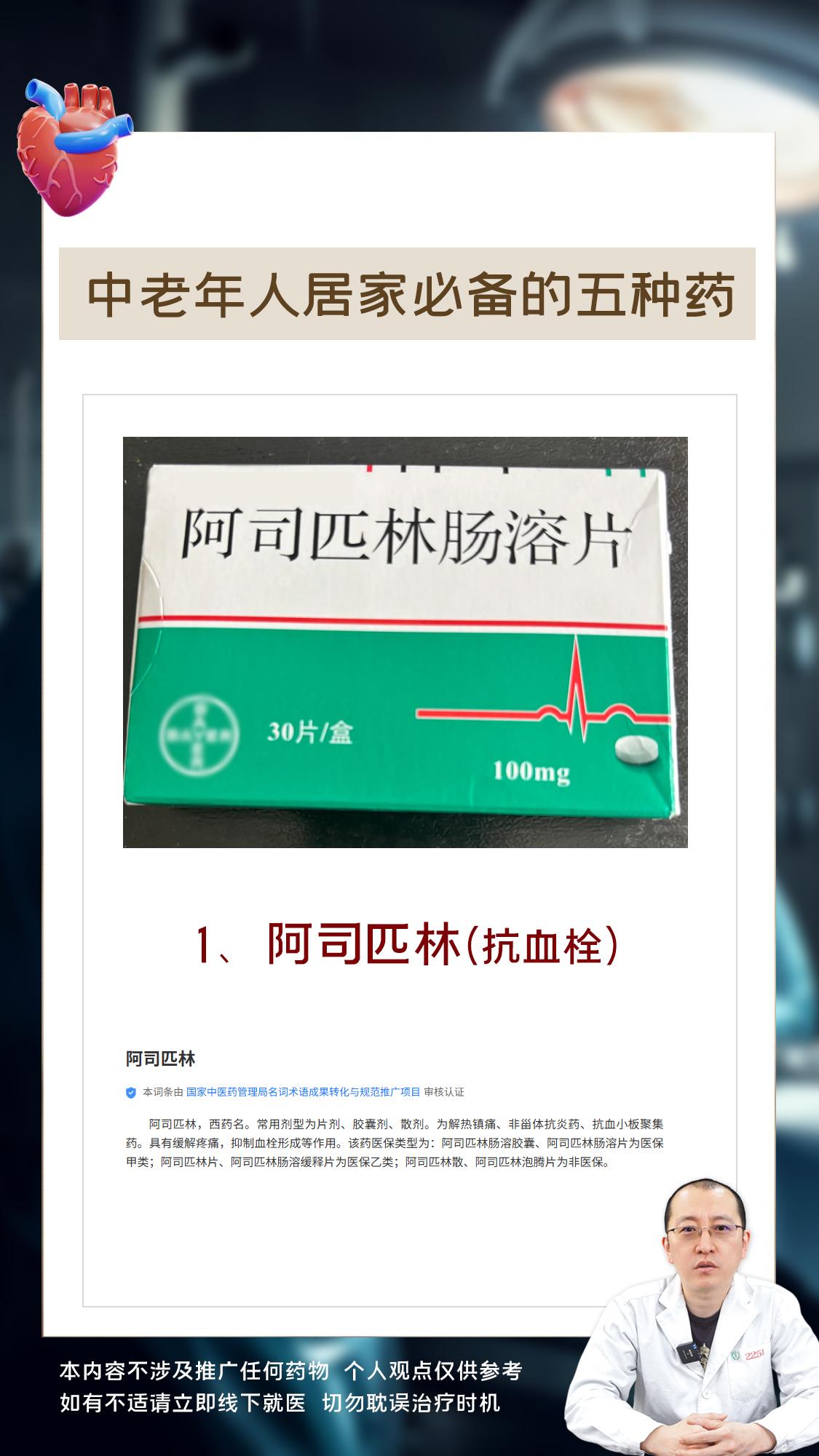 中老年人居家必备的五种药。