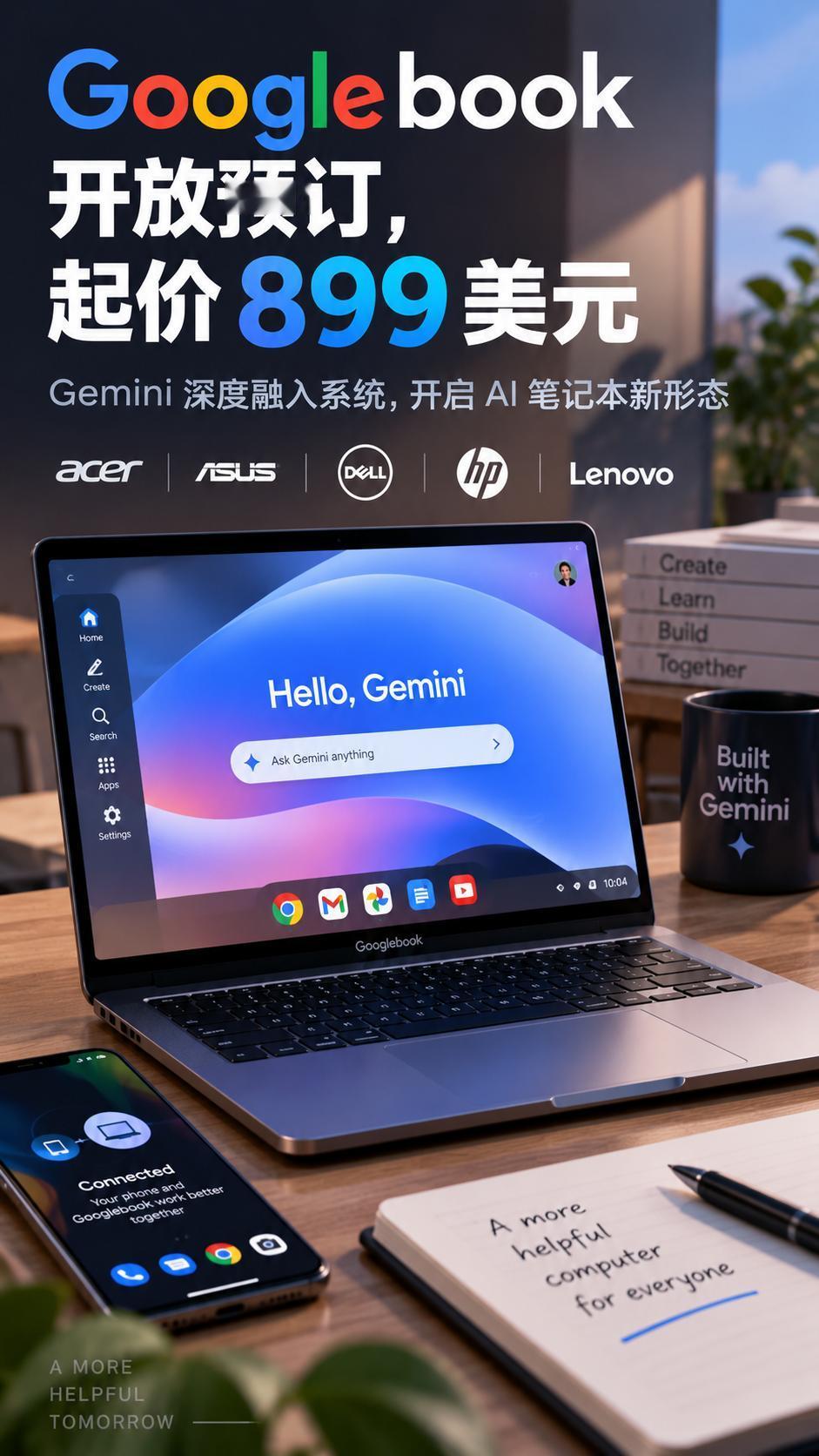 Google推出899美元AI笔记本，Gemini开始直接进入操作系统

Goo