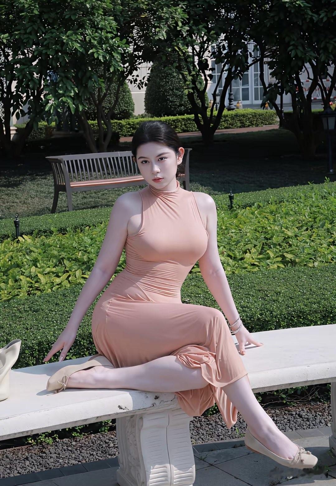 优雅粉裙，静享午后时光🌸💃