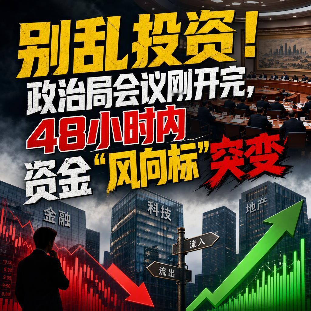 别乱投资，这四个字今年得刻在脑子里。
7月30日政治局会议定调，8月1日央行下半