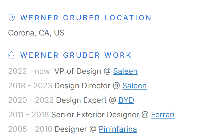 加盟智界前法拉利设计师揭晓Werner Gruber在法拉利的职位是senior