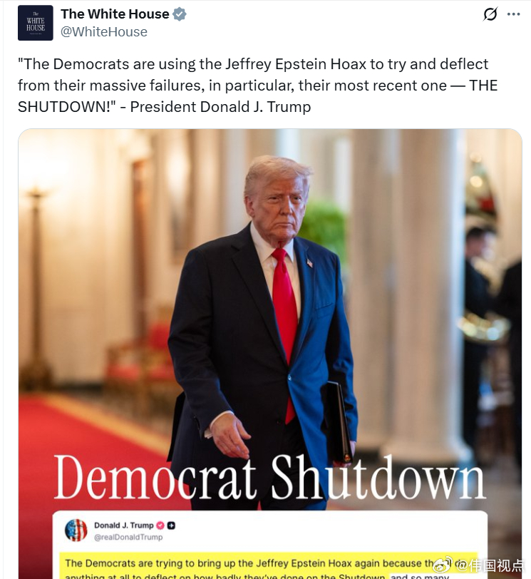 “民左党人正在利用杰弗里·爱泼斯坦的骗局，试图转移人们对他们巨大失败的注意力，尤