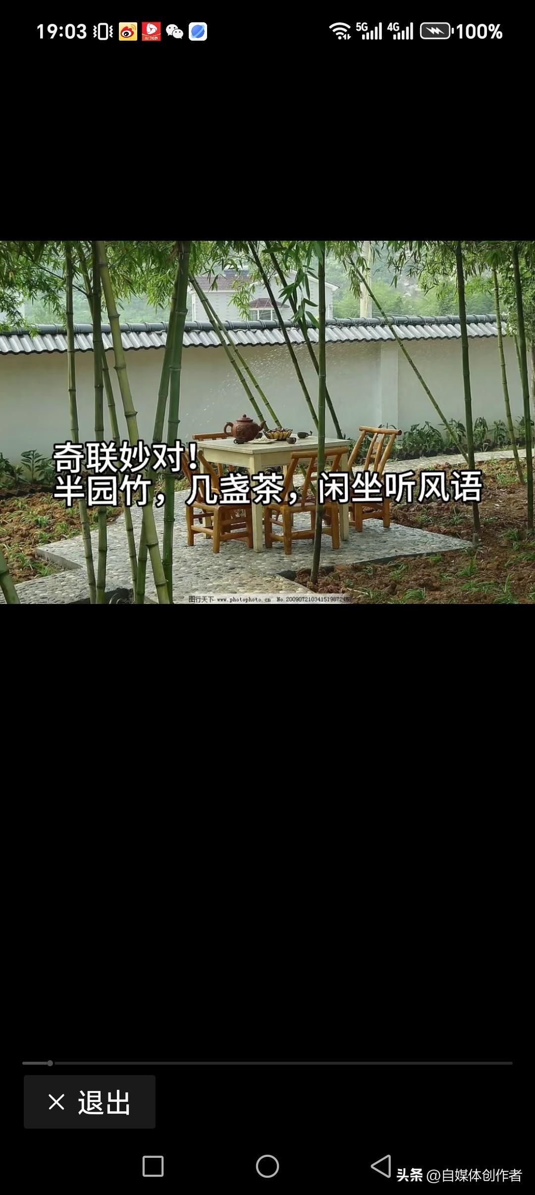 半园竹，几盏茶，闲坐听风雨
一幽径，几棵桑，芒光动人心