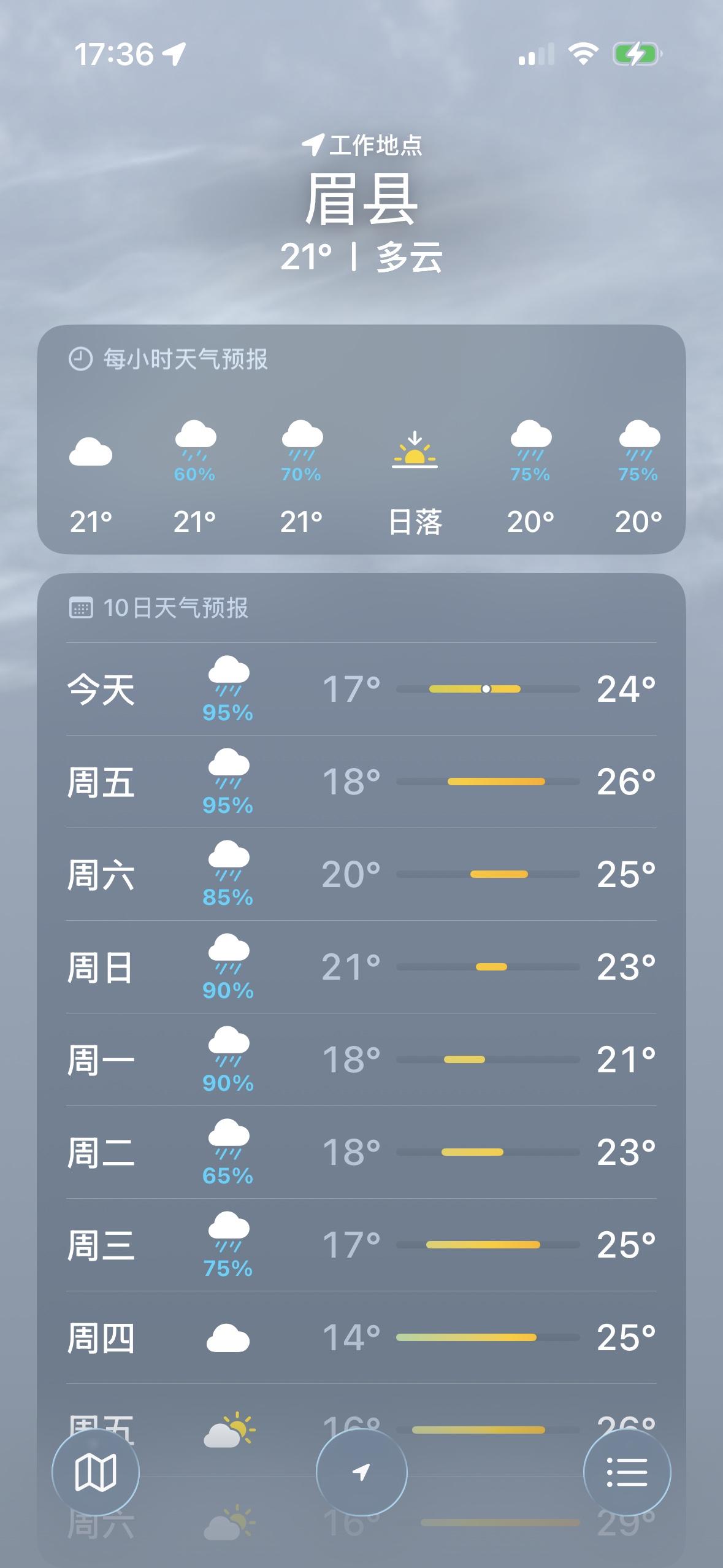 我发现一到夏季天气预报都不准确了，预报这几天一直都是雨天，没想到今天一起床太阳高