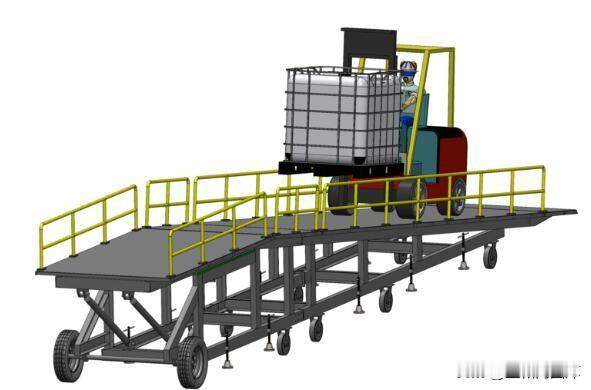 移动式可调节货车装卸叉车坡道设计模型免费分享：
        专为使用叉车在卡