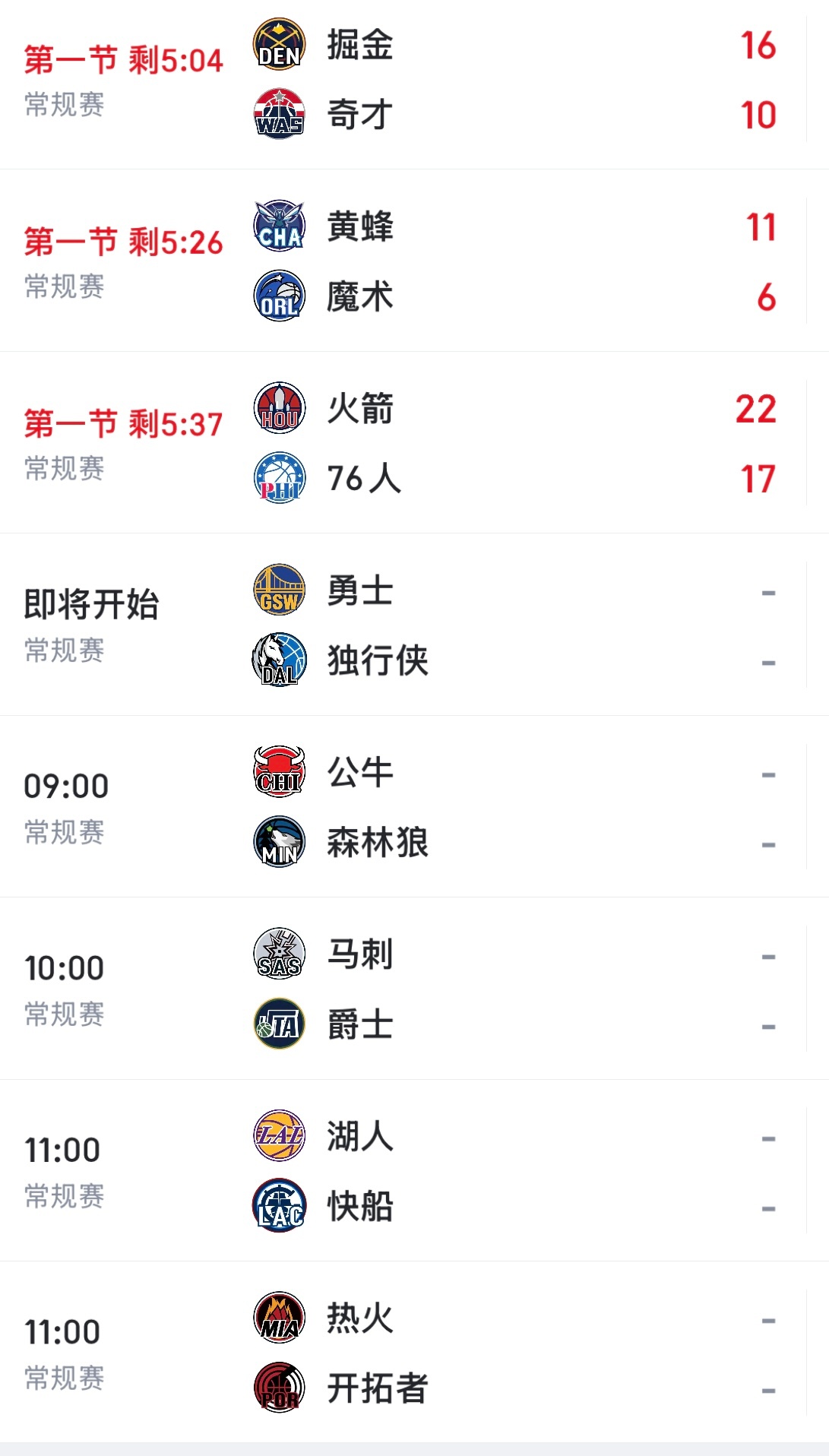 今日NBA这里可以看：网页链接勇士vs独行侠湖人vs快船