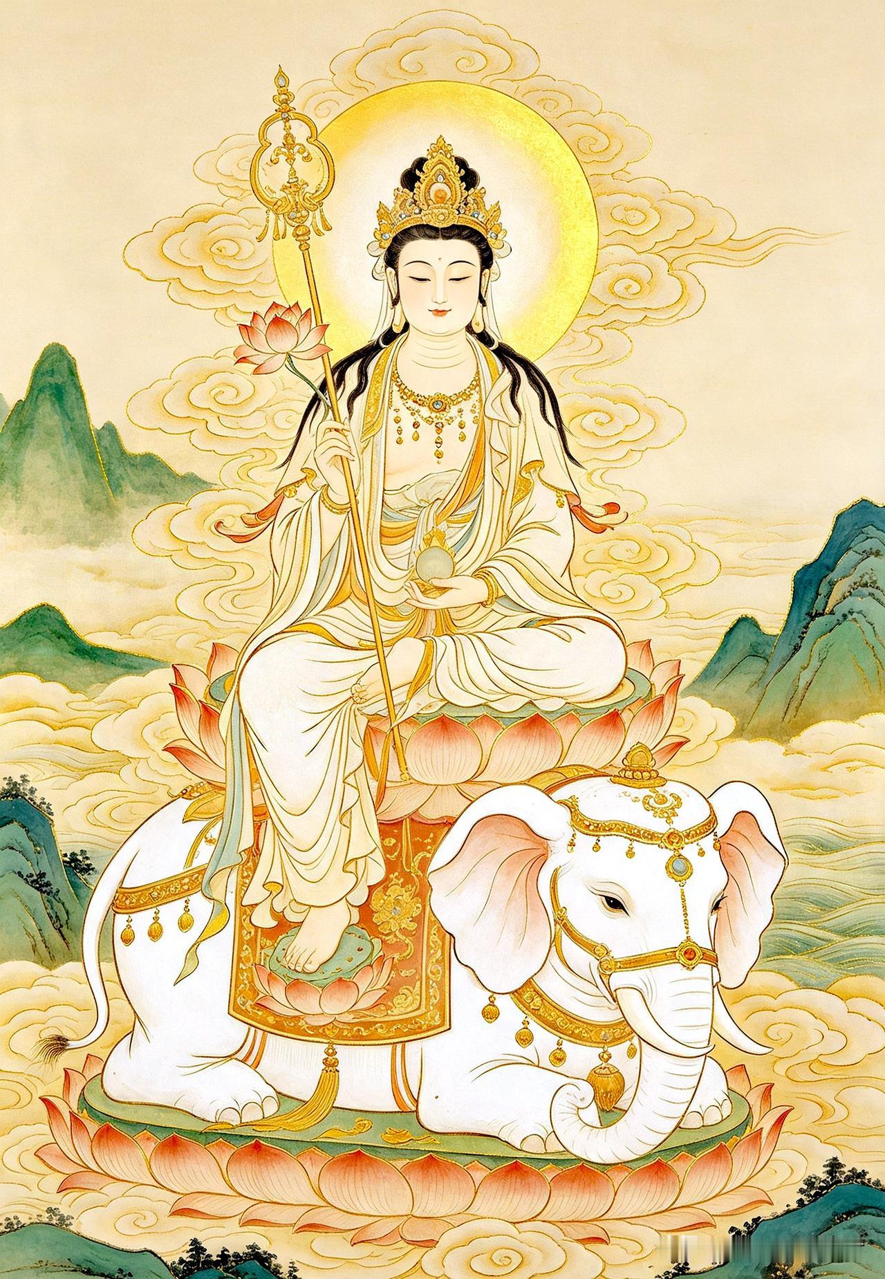 白象驮祥开福境，
普贤垂佑启慧心。