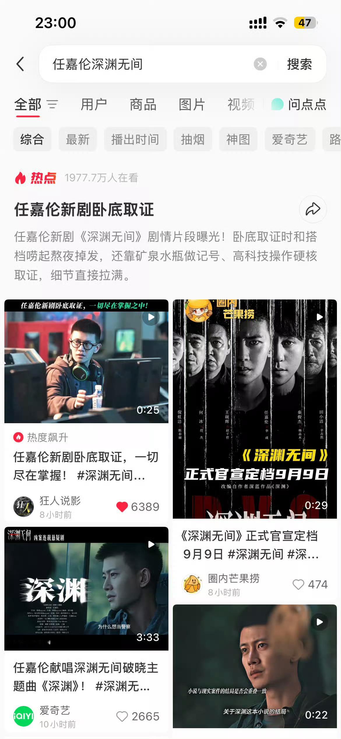 小红书将近两千万人在看任嘉伦新剧卧底取证啊。 ​​​