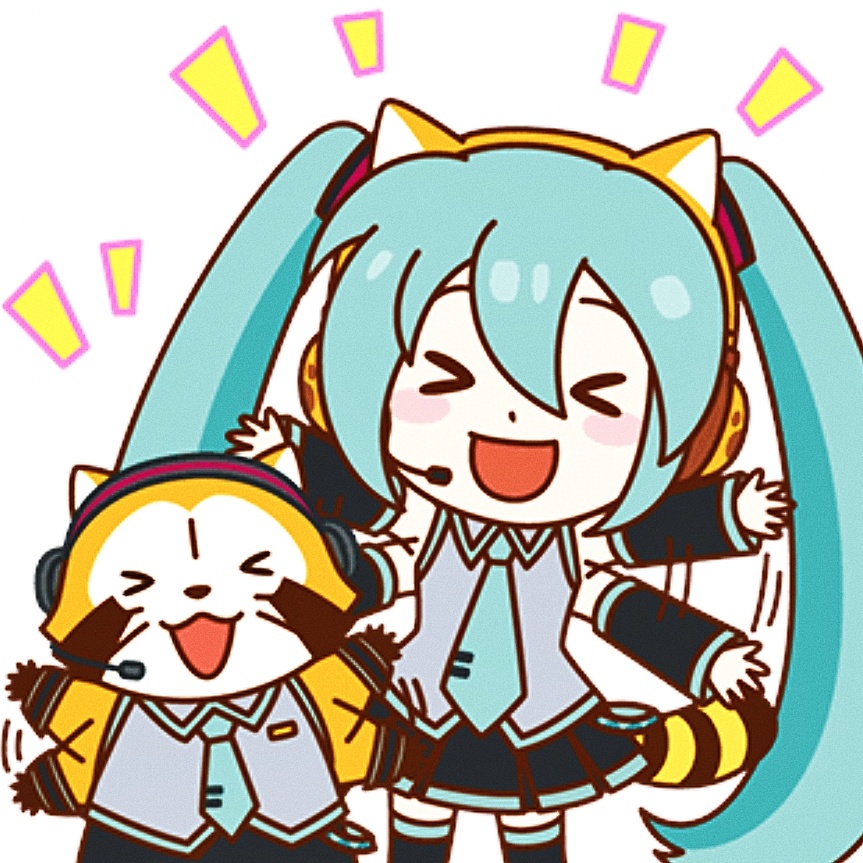 #初音未来# MiKu＆小浣熊可爱表情包( ´͈ ᗜ `͈ )[心] ​​​