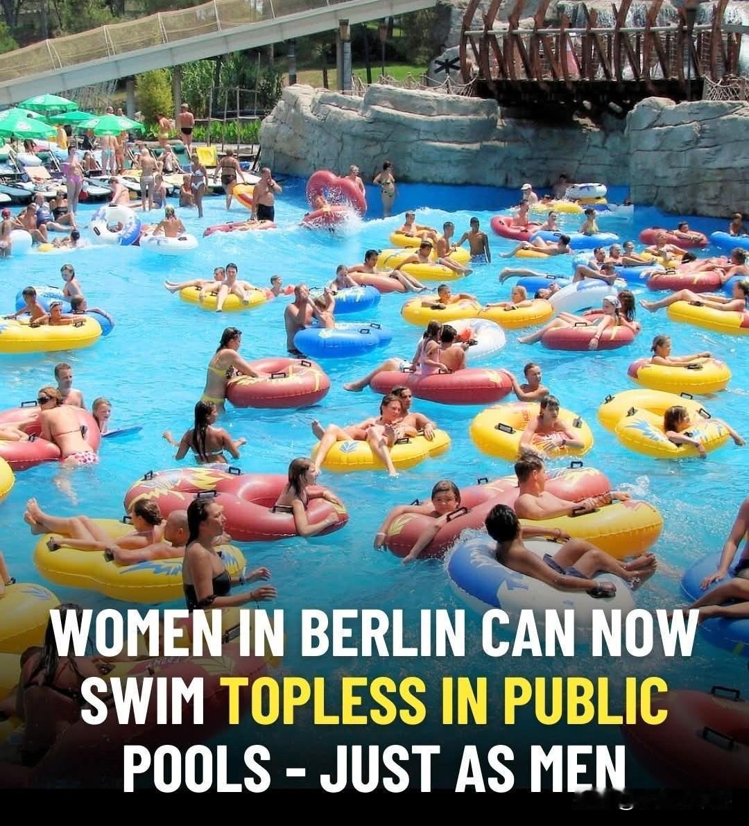 柏林在性别平等方面迈出了大胆一步——女性现在被正式允许在公共游泳池赤裸上身，与男